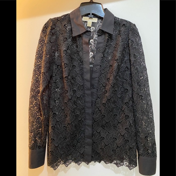 Black Lace Button Down - Picture 1 of 1